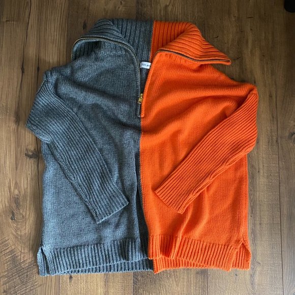 525 America Orange and Gray Quarter Zip Pullover Sweater Size Small - Picture 8 of 9